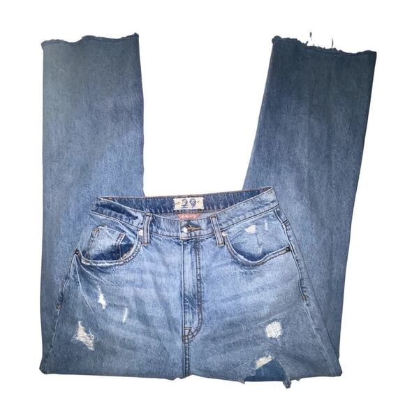 Free People Denim - Free People CRVY Straight Shooter Distressed Jeans Size 29